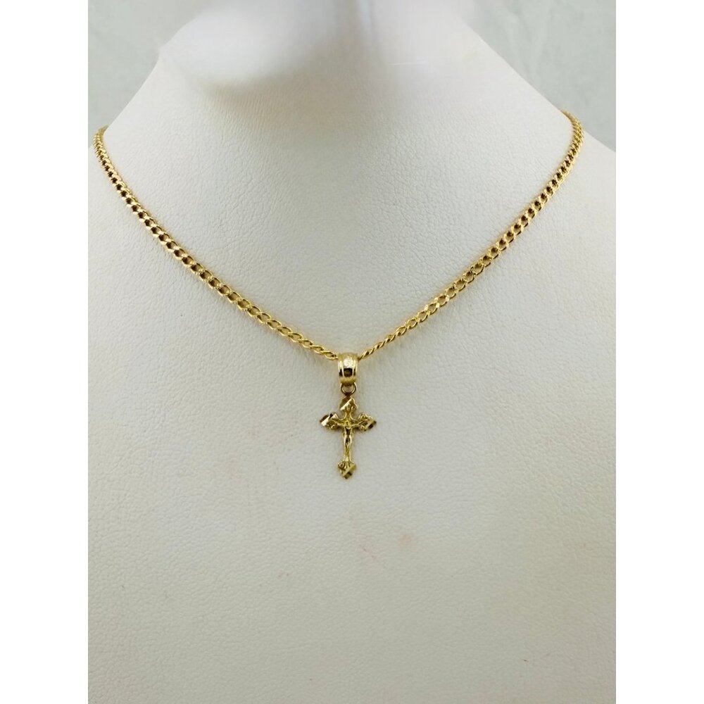 10k gold necklace and pendan cross baby kid - Cadena de oro cruz de bebe niño
